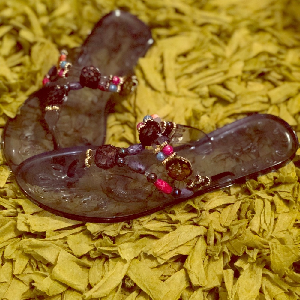 Lovely People designer Jelly sandals with stones